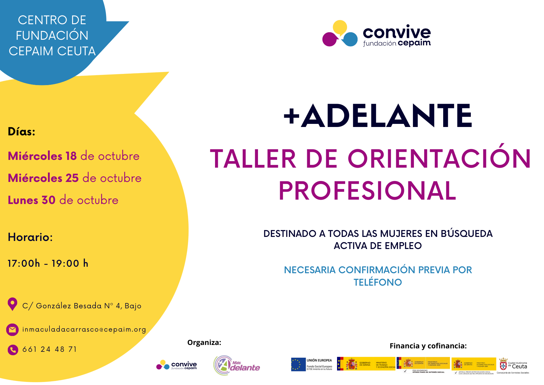 CEPAIM impartirá un taller de orientación profesional dirigido a mujeres en búsqueda activa de empleo