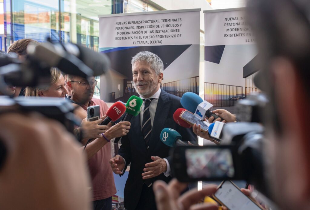 Grande Marlaska durante la comparecencia en Ceuta/Antonio Sempere